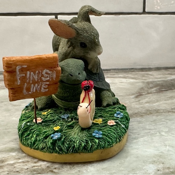 1998 Ltd Ed Charming Tails Fitz & Floyd " Steady Wins The Race" Turtle Bunny - Picture 11 of 11